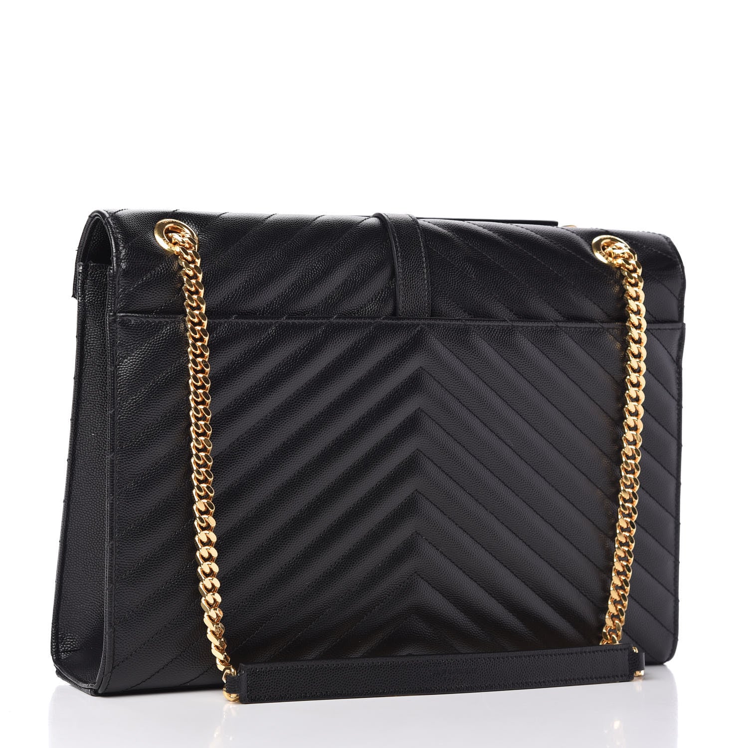 Saint Laurent Grain De Poudre Matelasse Chevron Large Monogram Satchel Black 3 of 10