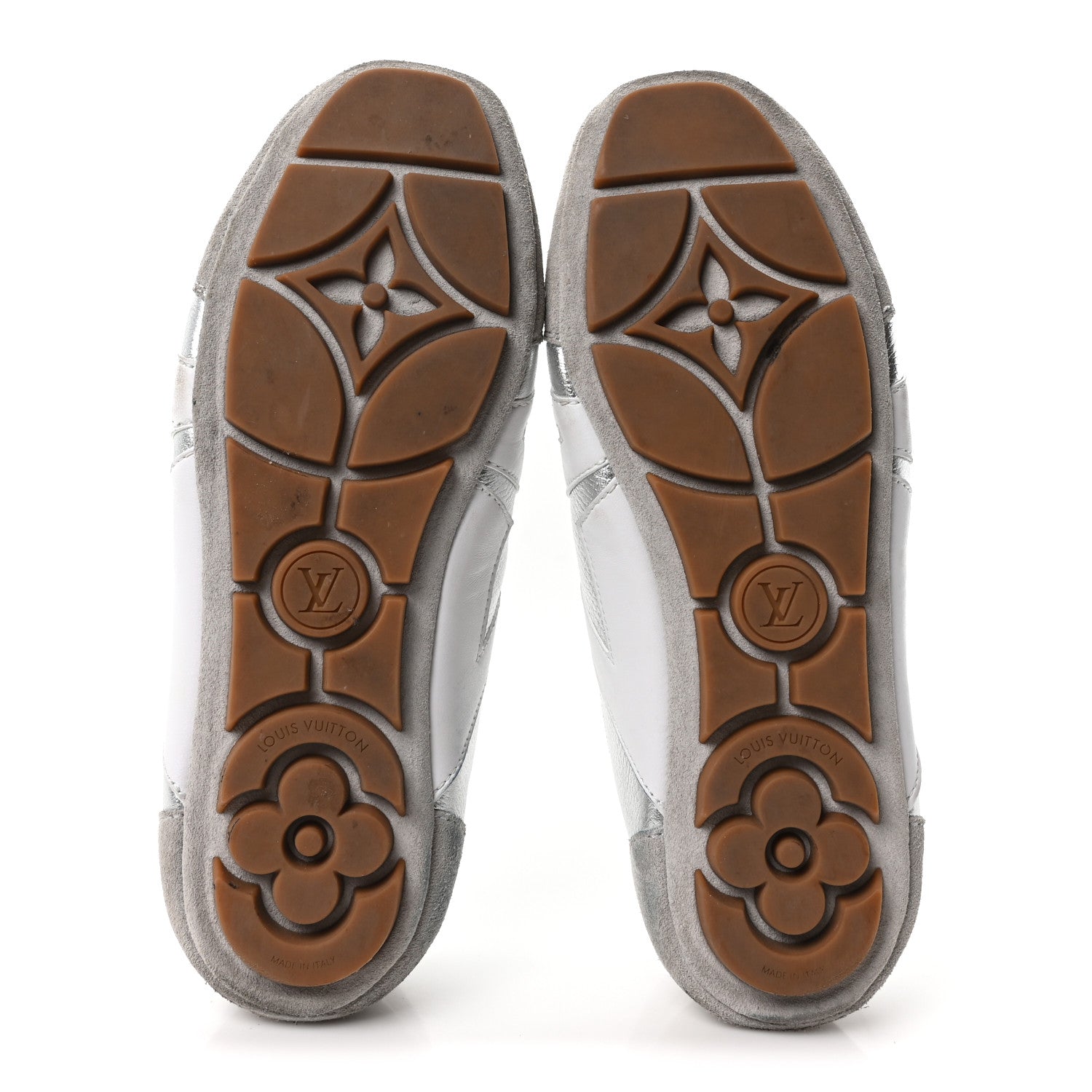 Louis Vuitton Metallic Grained Calfskin Womens LV Sneakerina 38 Silver 6 of 10