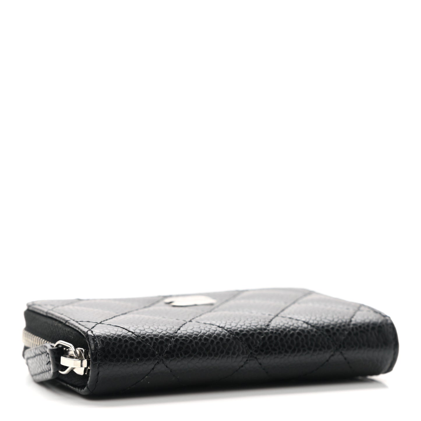 Caviar Quilted Zip Coin Purse Black