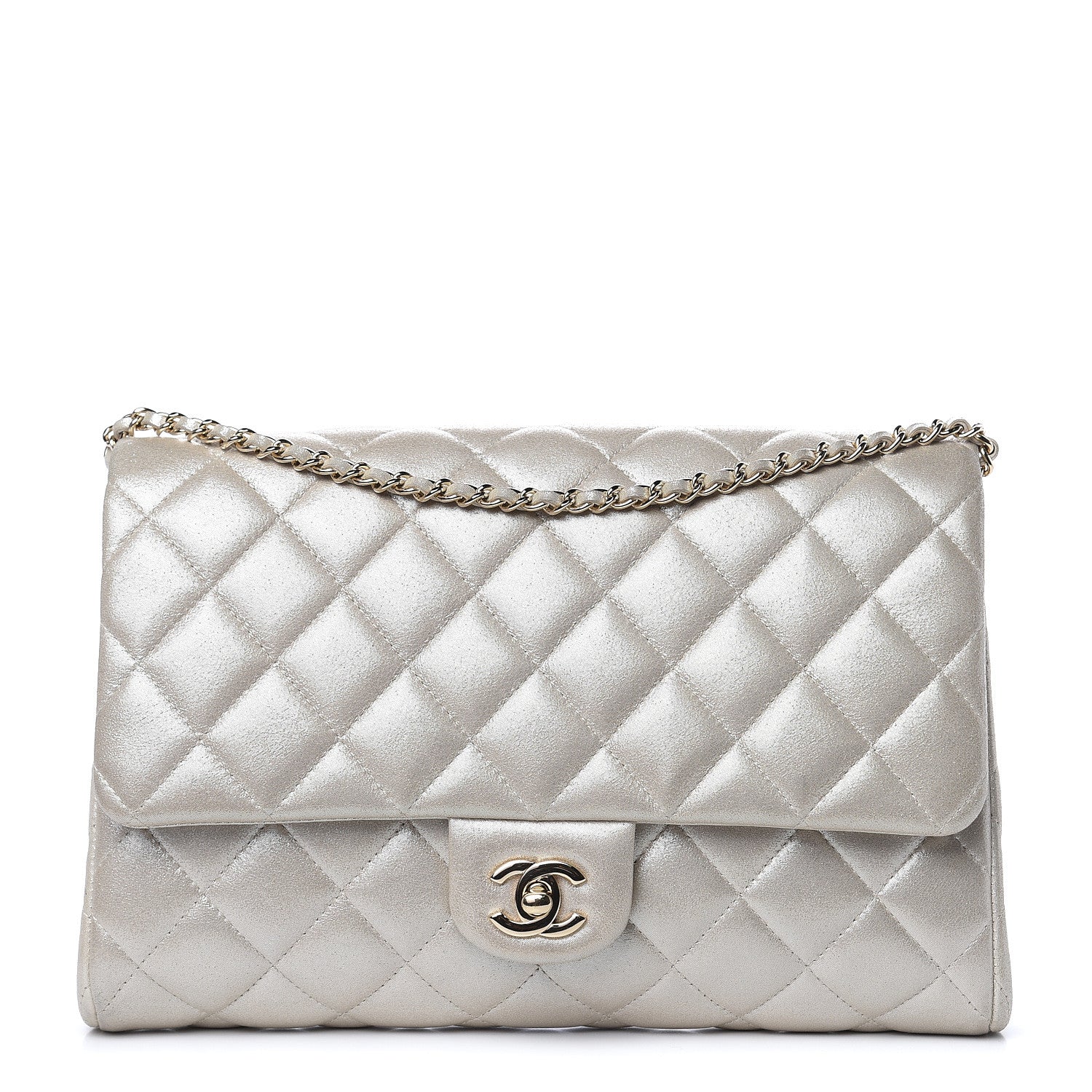 Chanel Metallic Lambskin Quilted Clutch With Chain Flap Gold 1 of 12