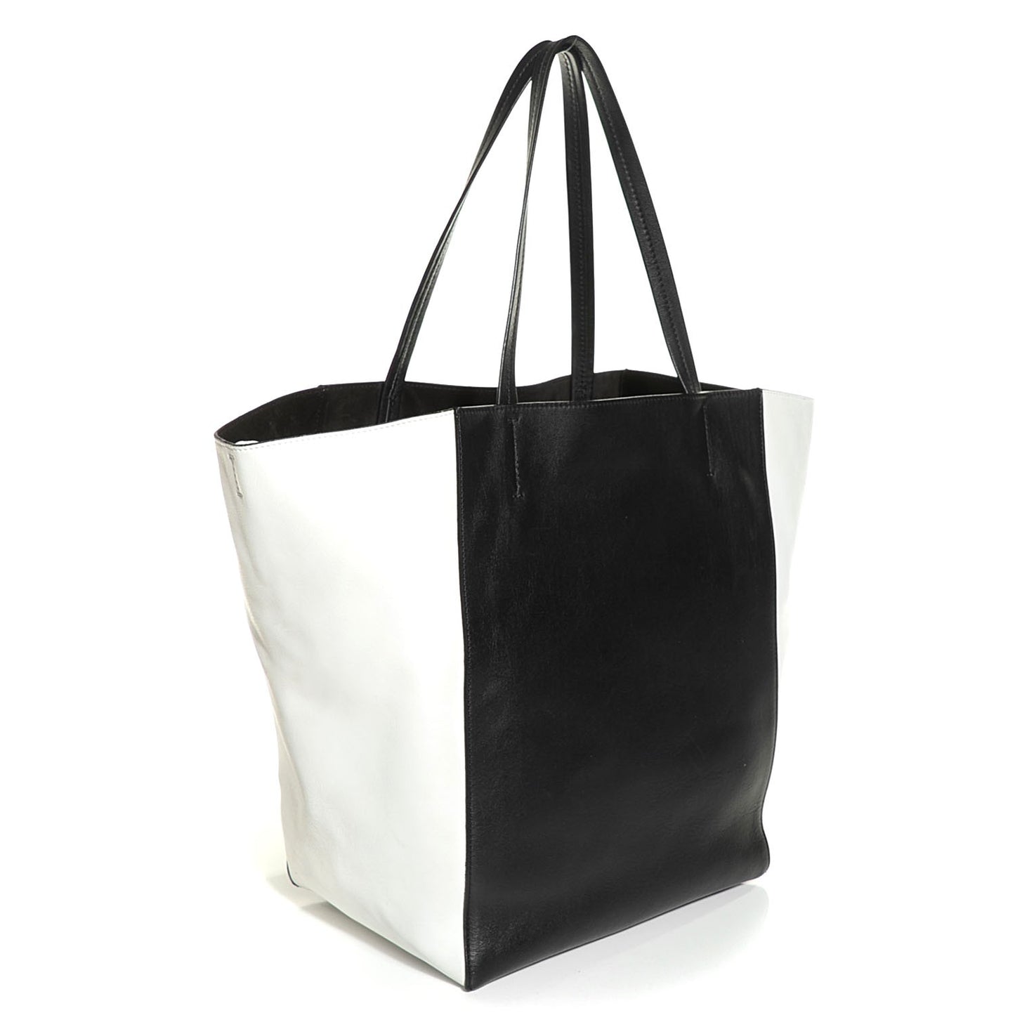 Smooth Calfskin Medium Horizontal Cabas Phantom White Black