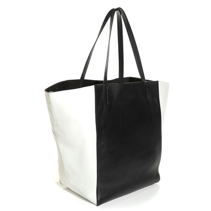 Celine Smooth Calfskin Medium Horizontal Cabas Phantom White Black 3 of 8