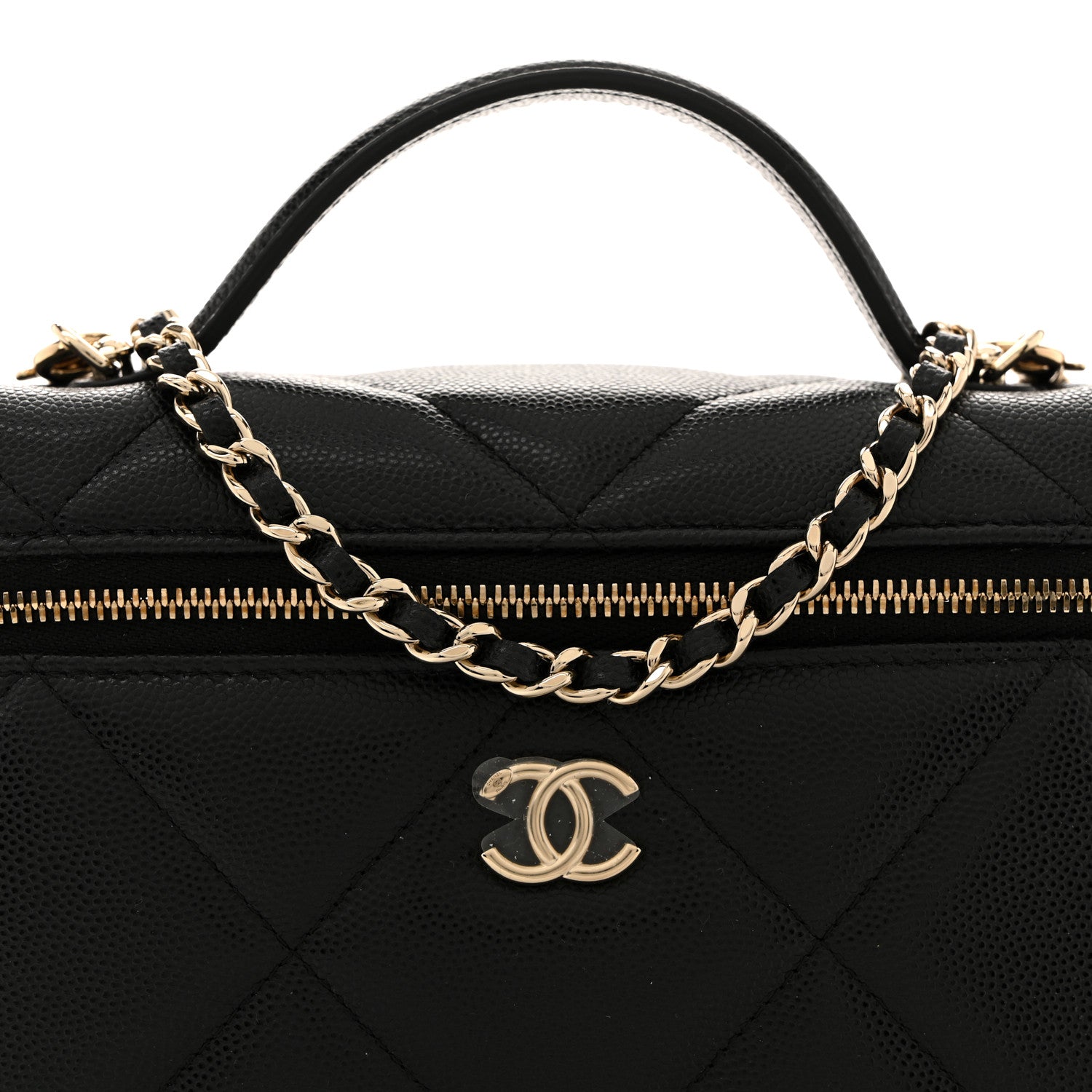 Chanel Caviar Quilted Top Handle Slim Vanity With Chain Black 8 of 11