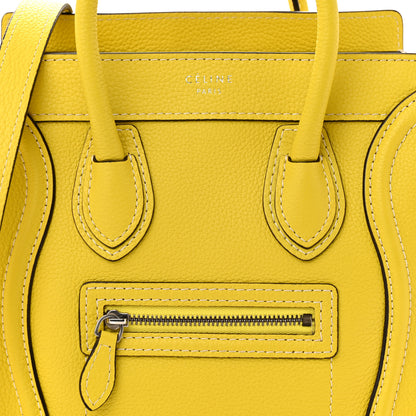 Celine Drummed Calfskin Nano Luggage Citron 8 of 12