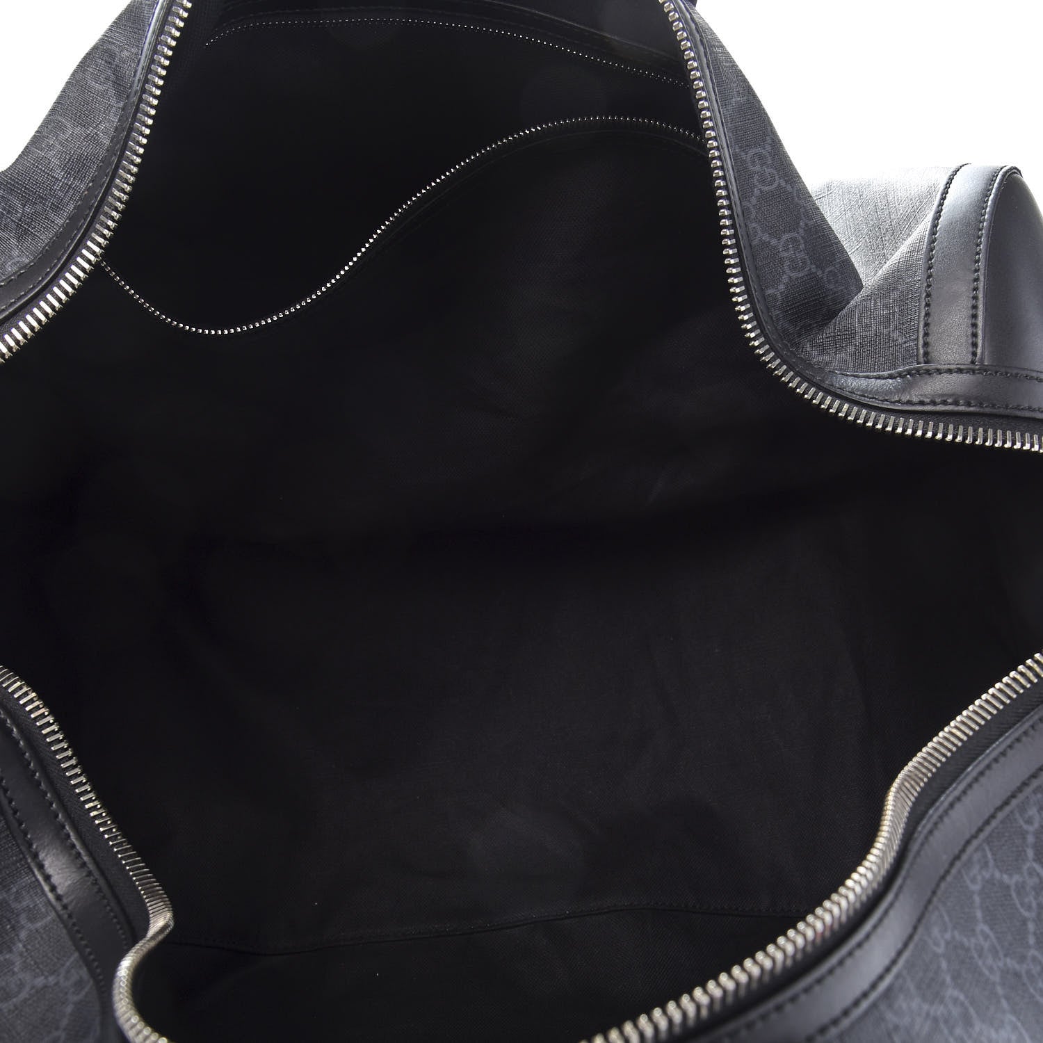 Gucci Soft GG Supreme Monogram Appia Calfskin Web Large Carry On Duffle Bag Black Grey 4 of 9