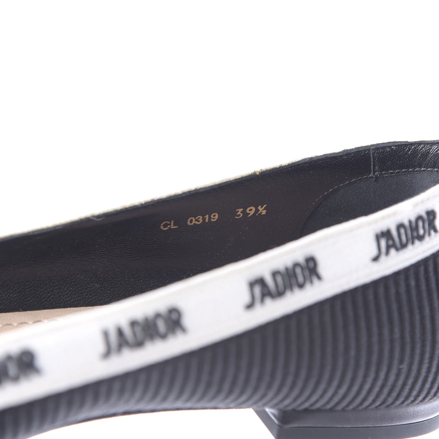 Fabric Ribbon Embroidered J'Adior Ballet Flats 39.5 Black