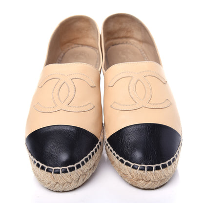 Chanel Lambskin CC Espadrilles 38 Beige Black 5 of 12