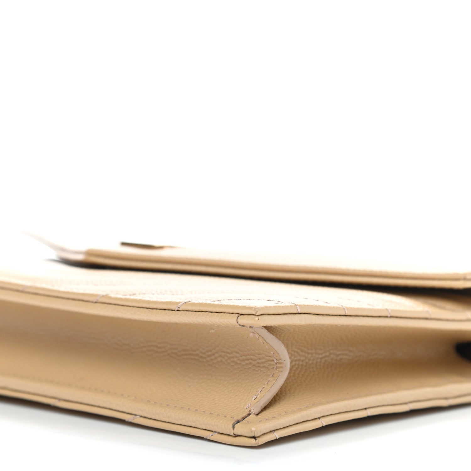 Saint Laurent Grain De Poudre Matelasse Chevron Monogram Envelope Chain Wallet Nude Powder 6 of 9