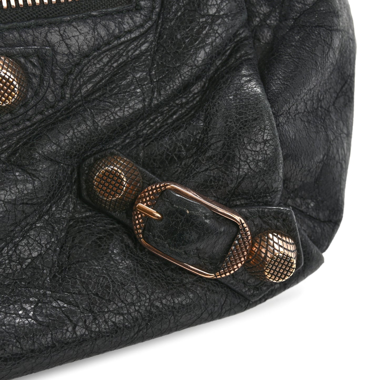 Agneau Giant 12 Rose Gold Hardware Pencil Case Black