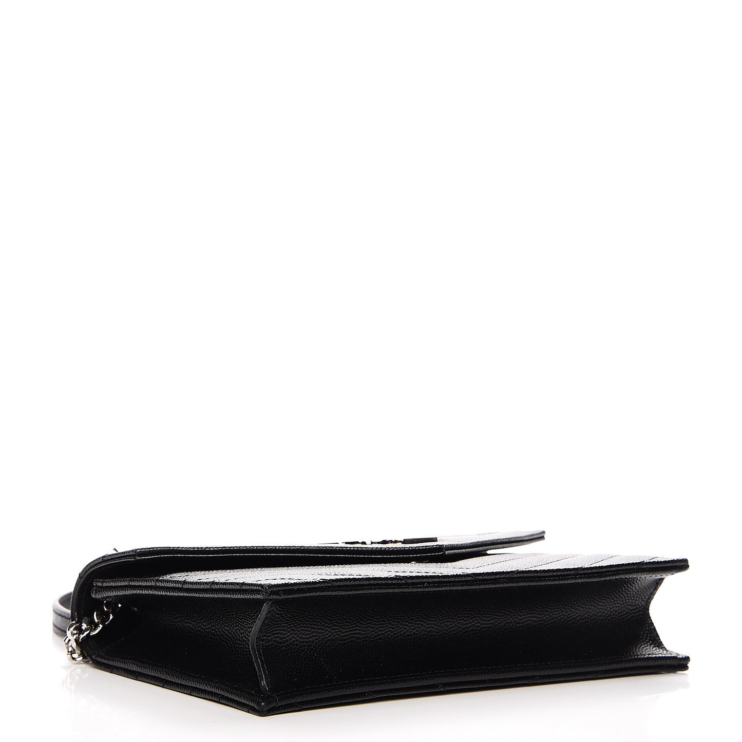 Grain De Poudre Matelasse Chevron Monogram Envelope Chain Wallet Black