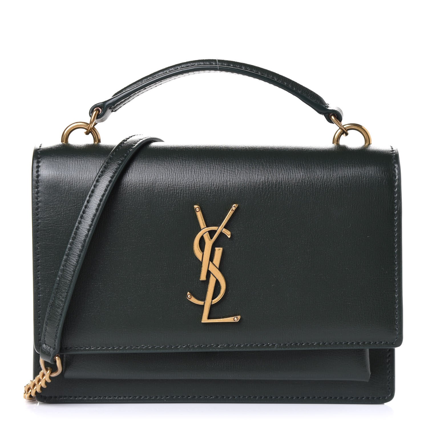Saint Laurent Calfskin Monogram Sunset Chain Wallet Green 1 of 4