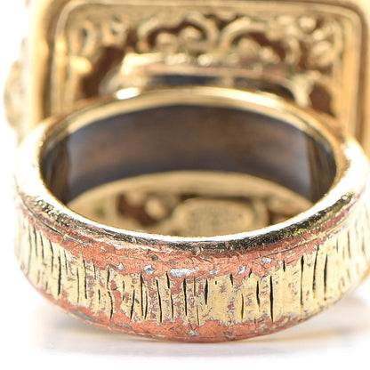 Chanel Gripoix Pearl CC Ring 5.5 Brown Gold 6 of 7