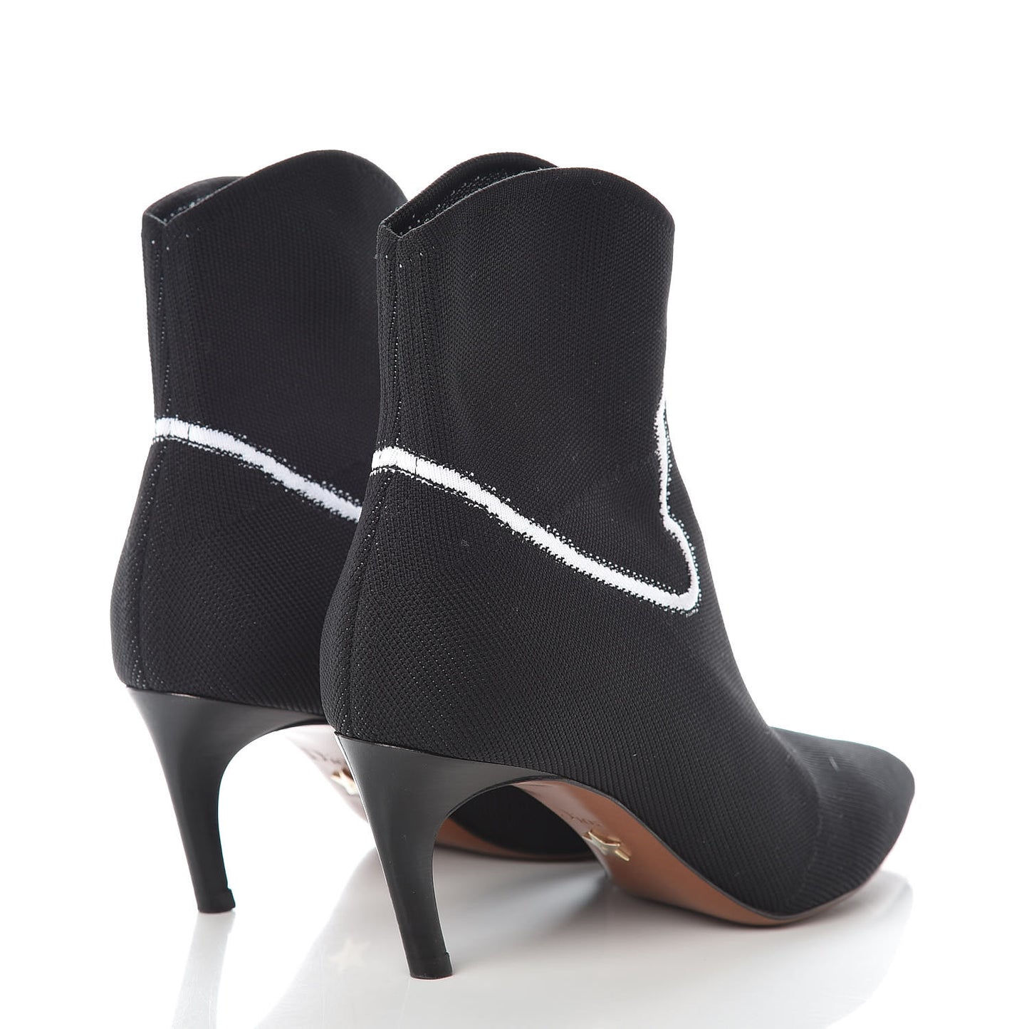 Jacquard Knit Fabric Spirit Ankle Boots 37 Black