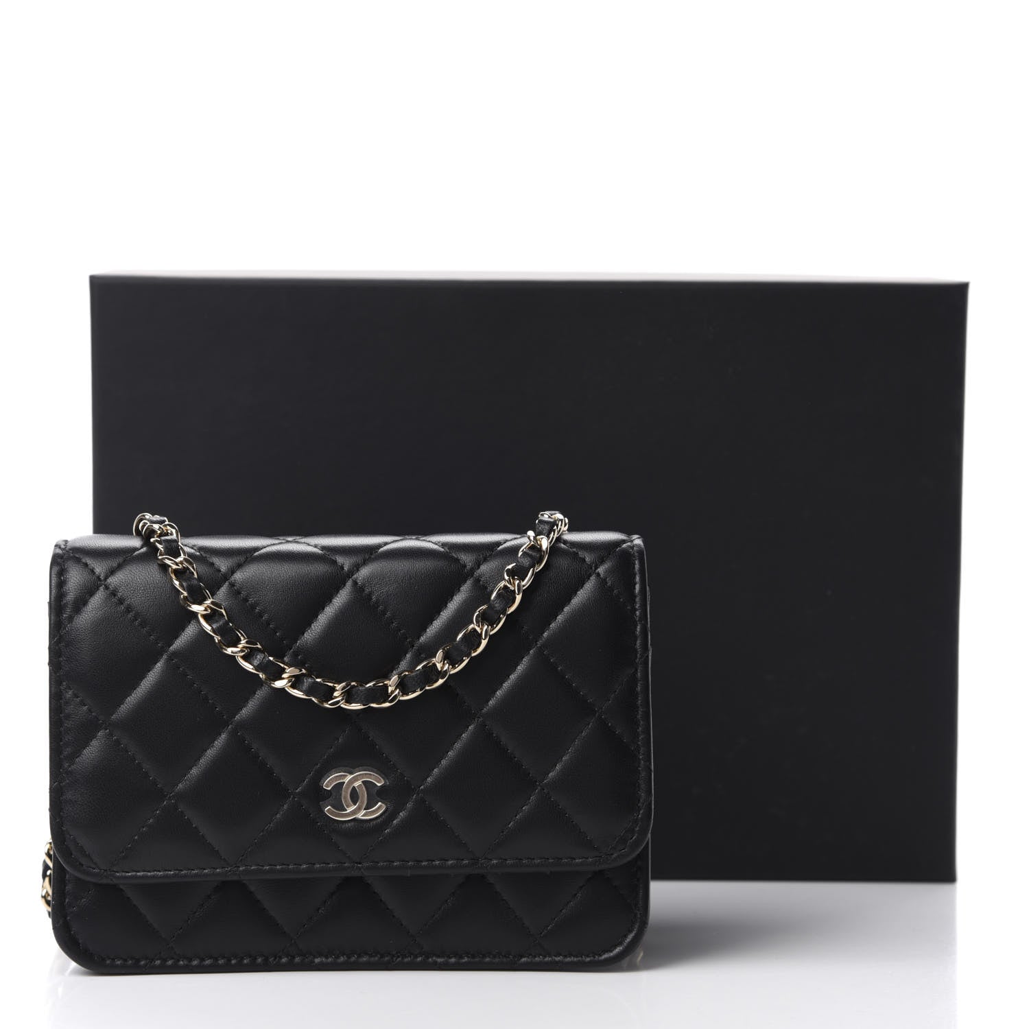 Chanel Lambskin Quilted Mini Wallet On Chain WOC Black 11 of 11