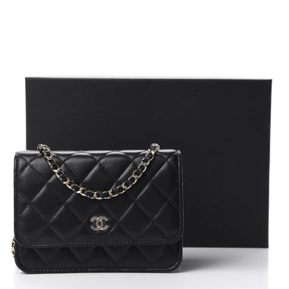 Chanel Lambskin Quilted Mini Wallet On Chain WOC Black 11 of 11