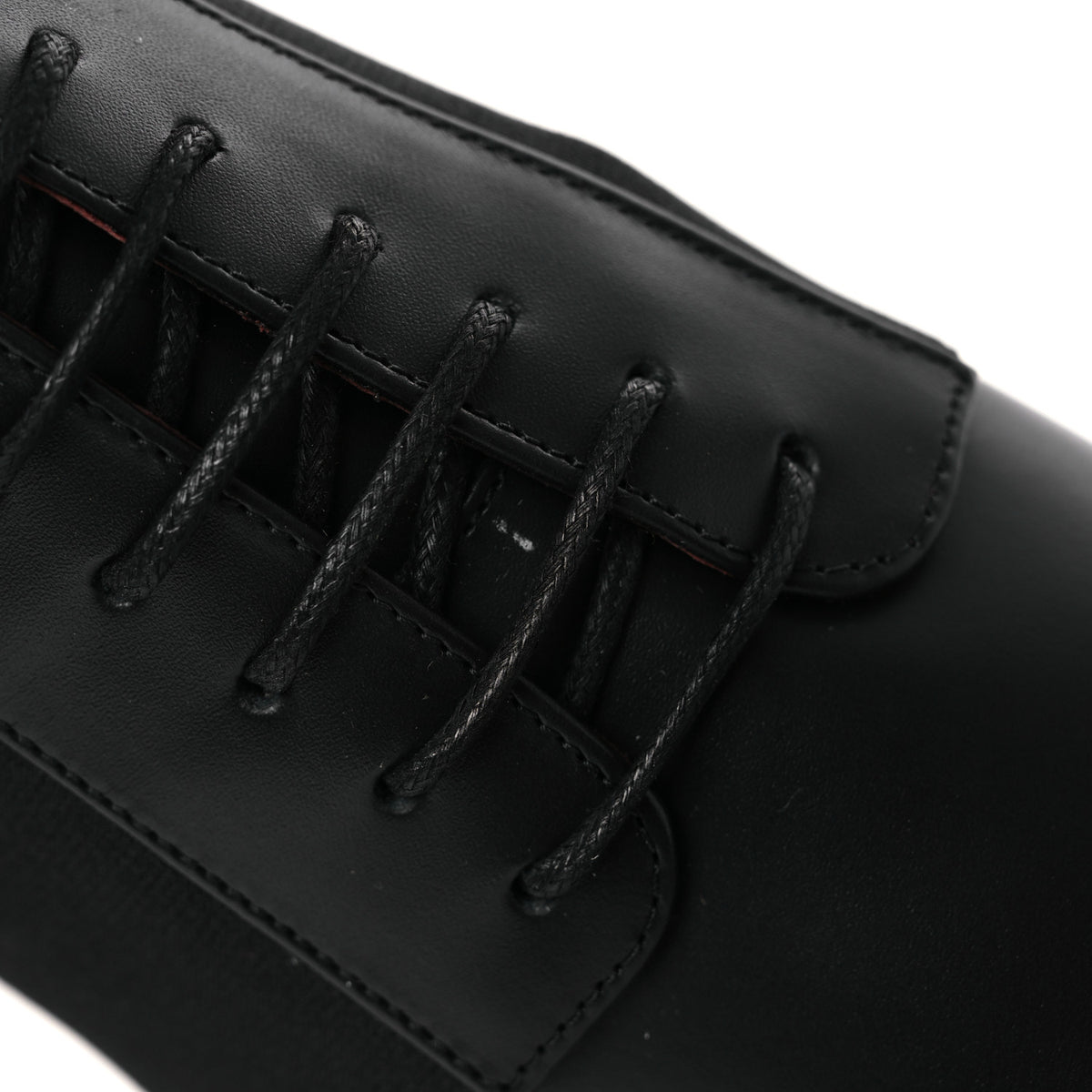 Calfskin Elastic Lace Up Cap Toe CC Loafers 35.5 Black