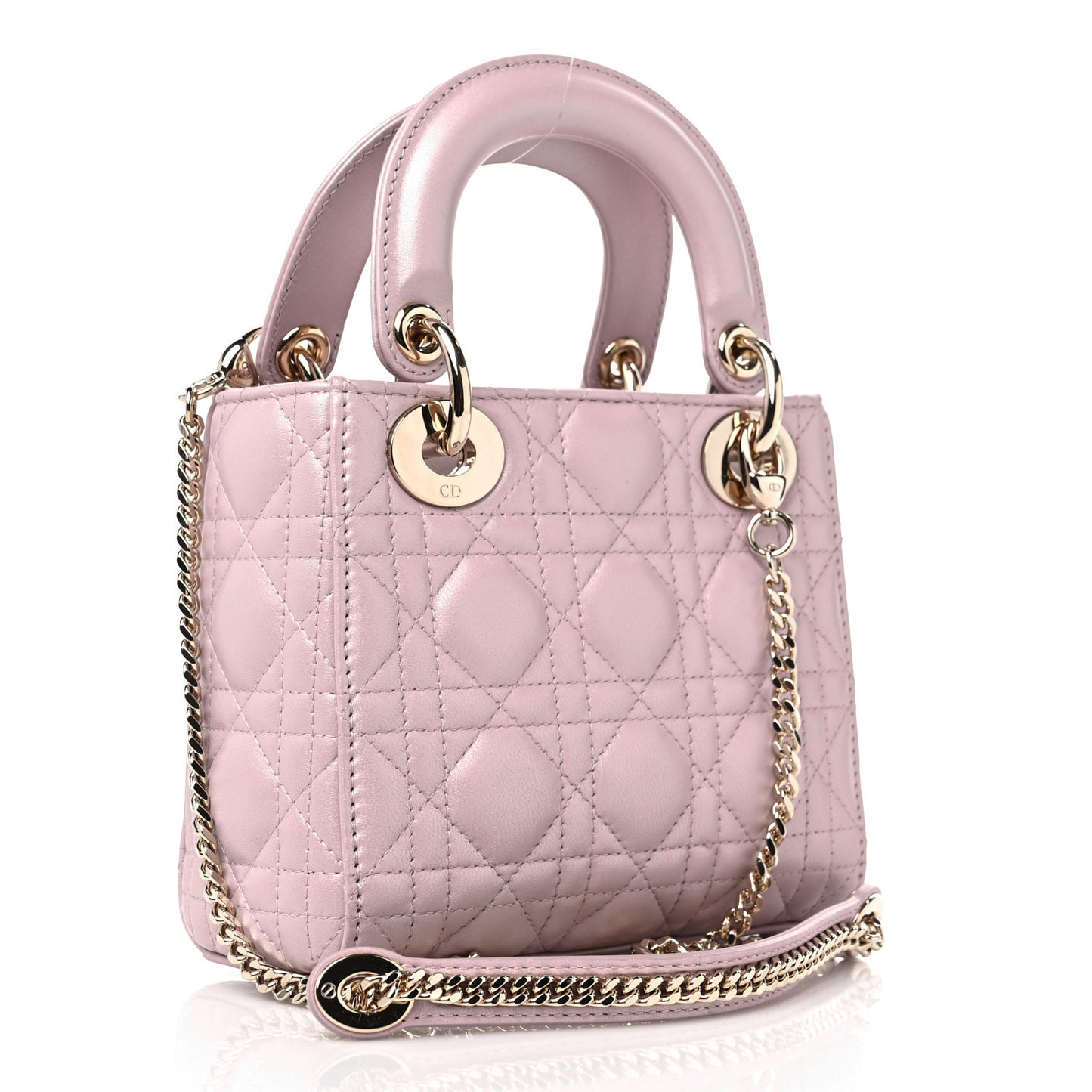 Metallic Lambskin Cannage Mini Lady Dior Lotus