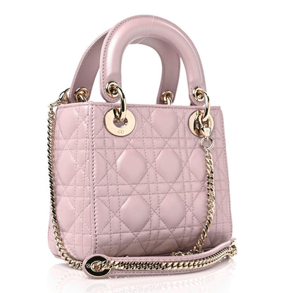 Christian Dior Metallic Lambskin Cannage Mini Lady Dior Lotus 3 of 8