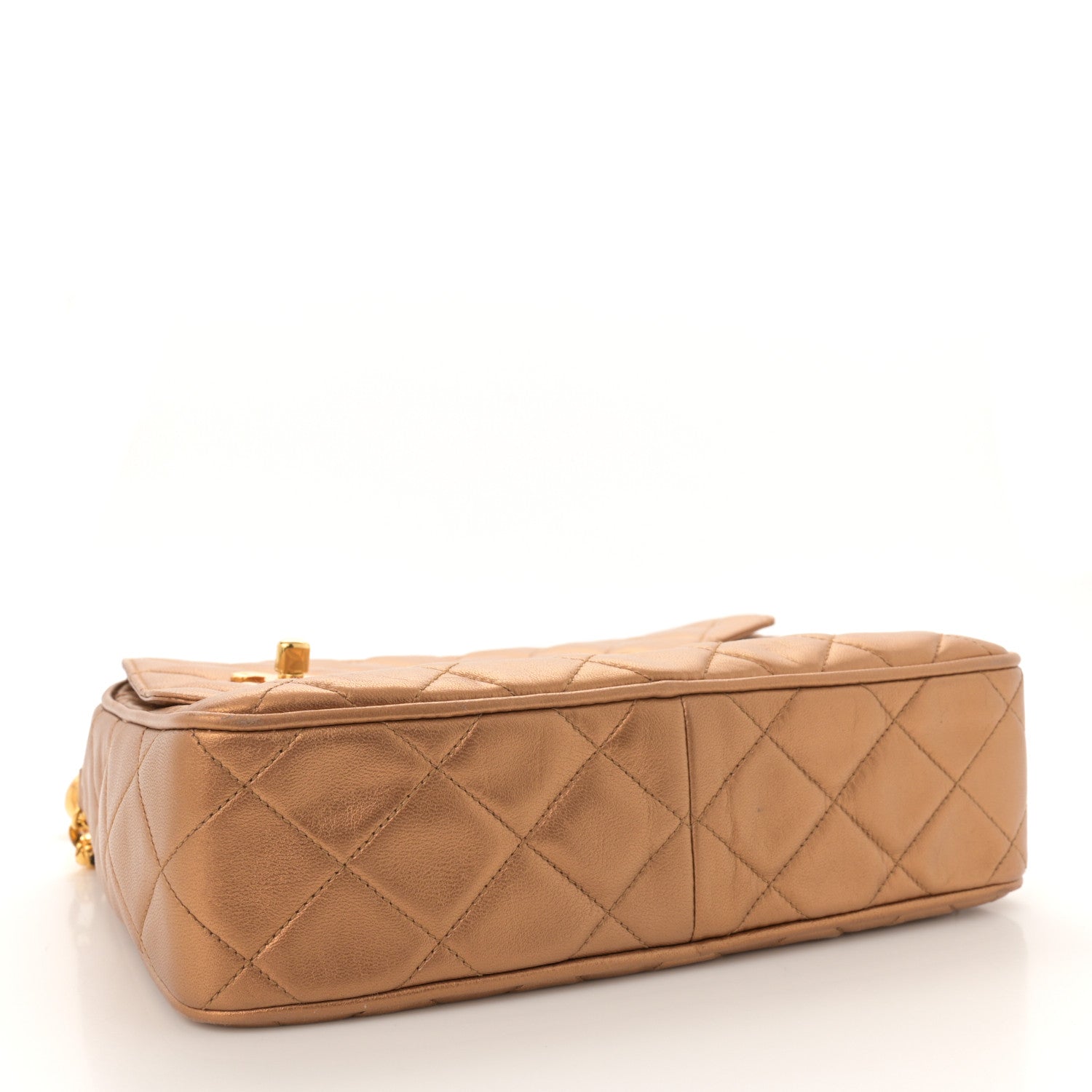 Chanel Metallic Lambskin Quilted Tassel Camera Case Gold 4 of 12
