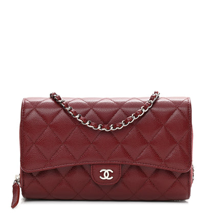 Chanel Caviar Quilted Phone Holder Wallet on Removable Chain Red 3 of 15