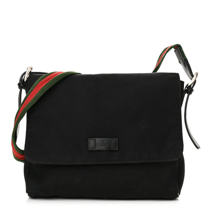 Gucci Techno Canvas Web Large Flap Messenger Bag Black 1 of 14