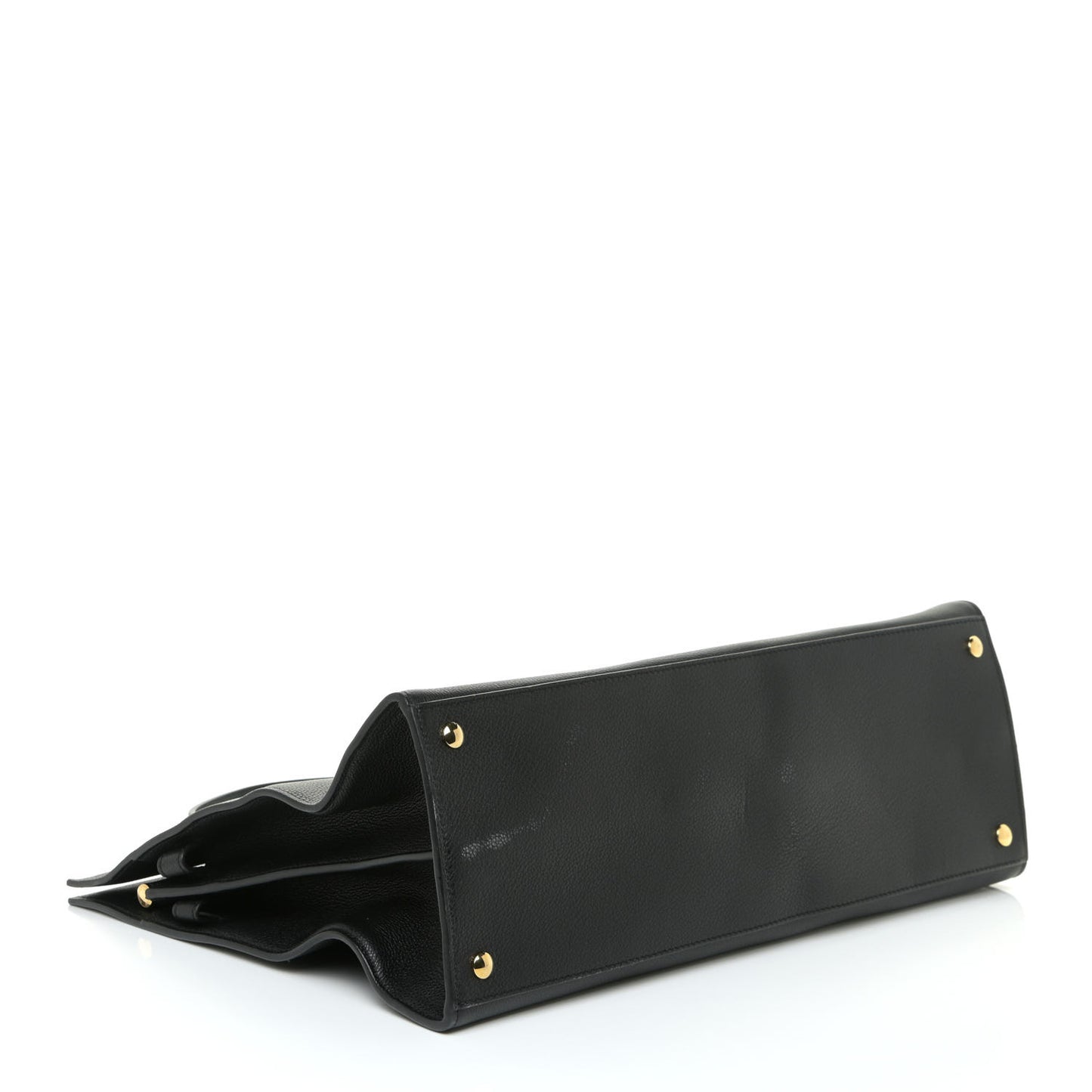 Grainy Calfskin Large Title Bag Black