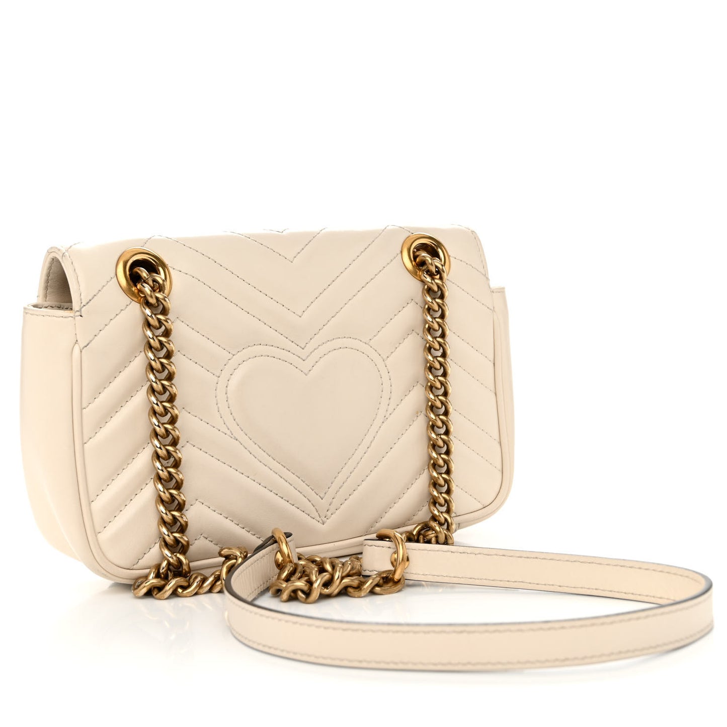 Calfskin Matelasse Mini GG Marmont Shoulder Bag White