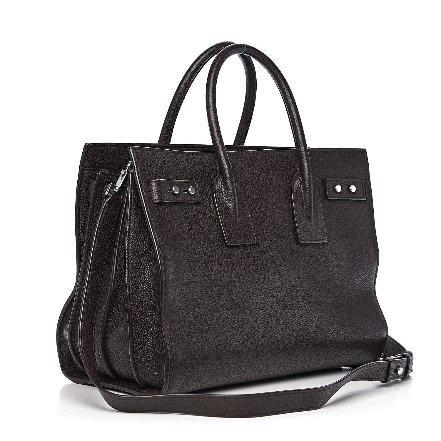 Saint Laurent Grained Calfskin Small Supple Sac De Jour Dark Brown 2 of 11