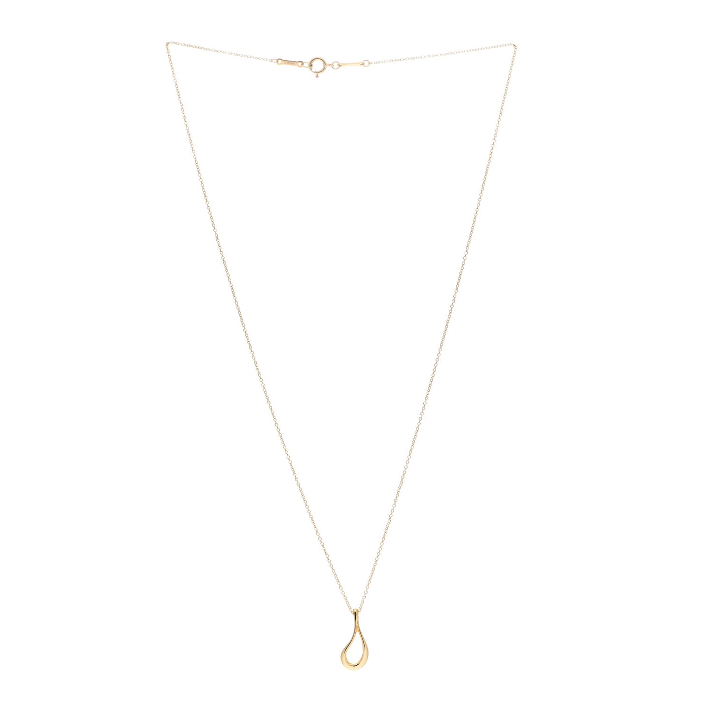 18K Yellow Gold Elsa Peretti Open Tear Drop Pendant Necklace