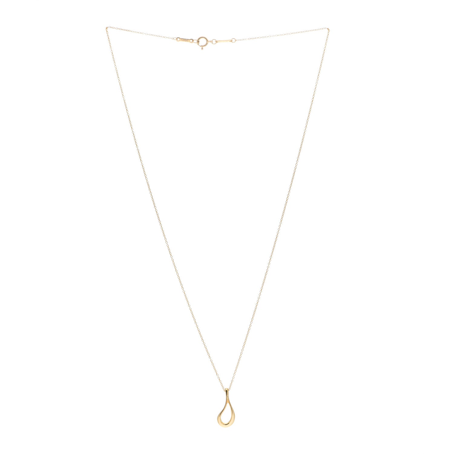 Tiffany 18K Yellow Gold Elsa Peretti Open Tear Drop Pendant Necklace 3 of 5