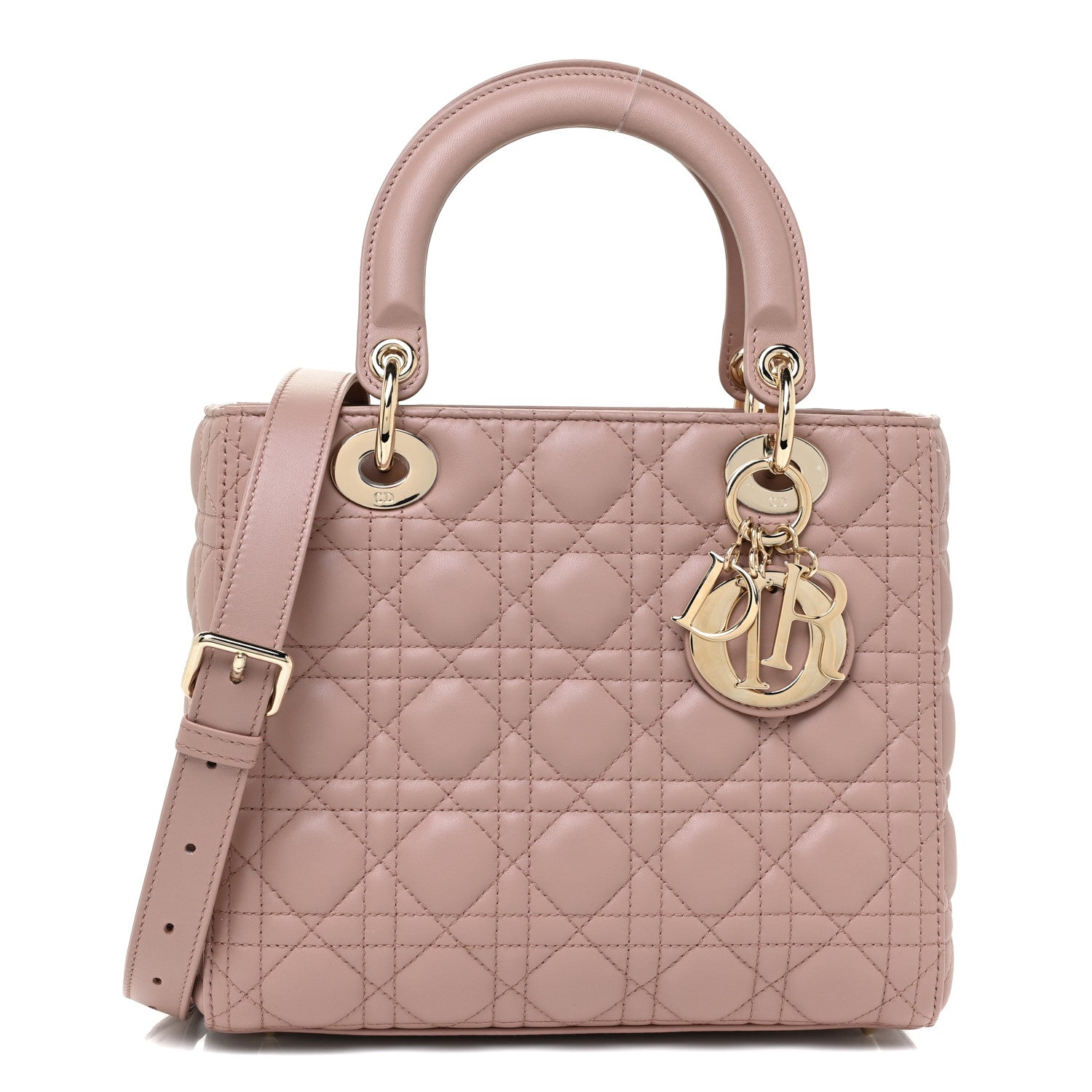 Christian Dior Lambskin Cannage Medium Lady Dior Bois de Rose 1 of 9