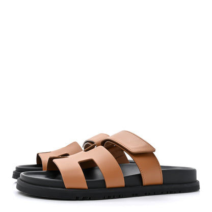 Hermes Calfskin Womens Chypre Sandals 38.5 Naturel 3 of 11