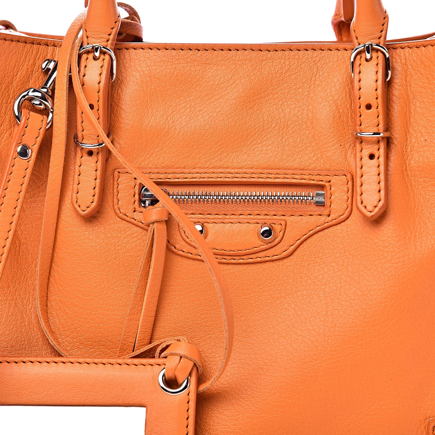 Calfskin Papier Mini A4 Zip Around Tote Orange