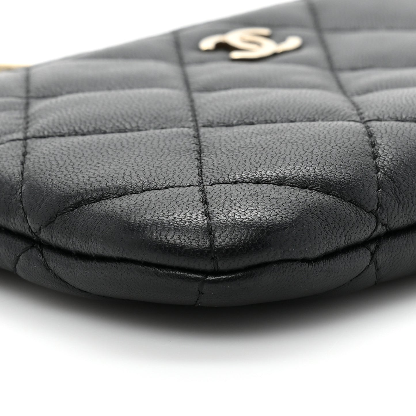 Lambskin Quilted Small Casino Cosmetic Case Black