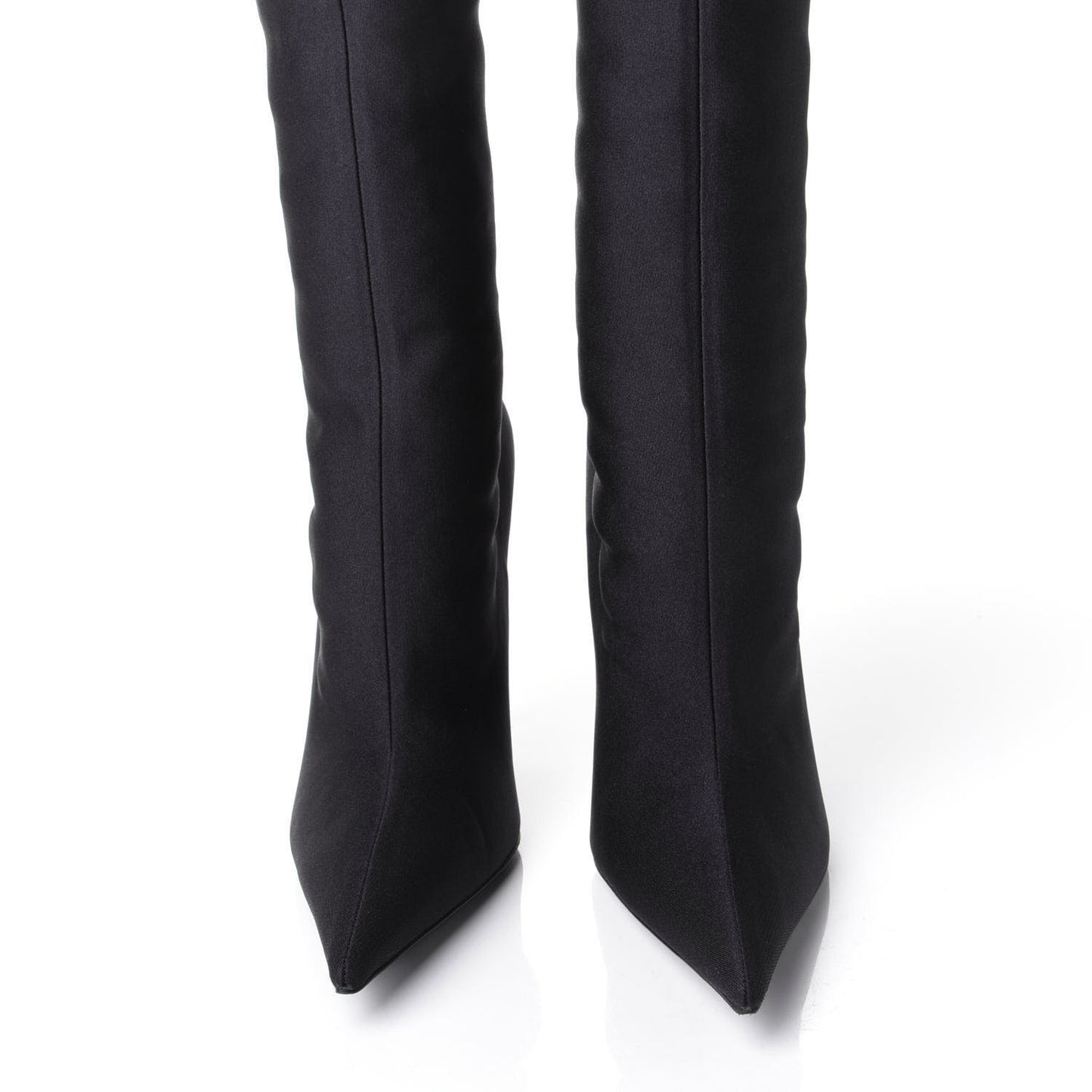 Spandex Pointed Toe Knife Thigh High Boots 38 Black