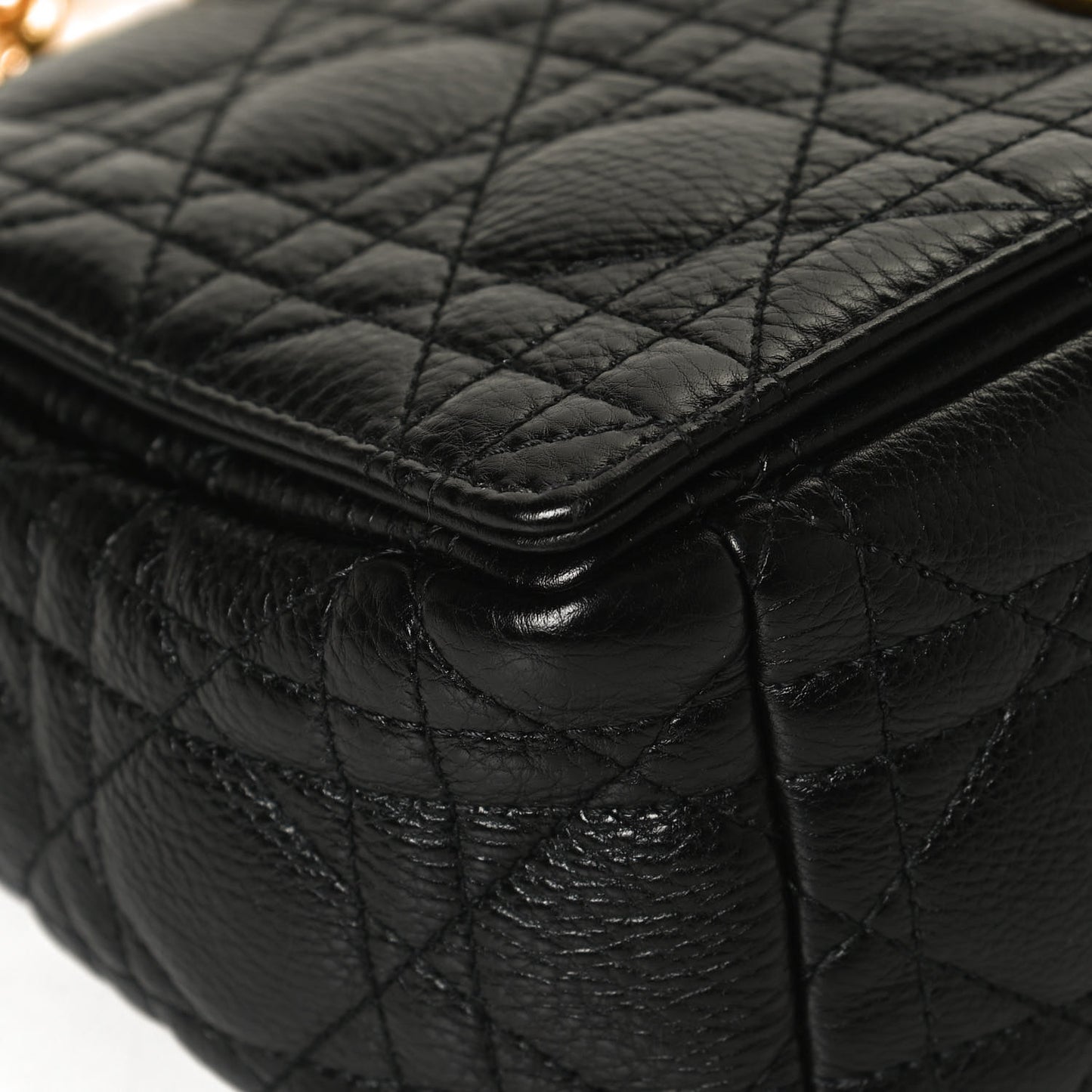Calfskin Cannage Medium Caro Bag Black