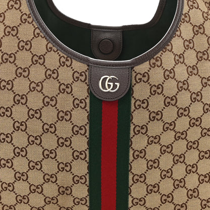 Gucci GG Monogram Web Large Giglio Tote Bag Beige Brown 9 of 12