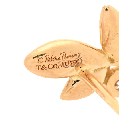 Tiffany 18K Rose Gold Diamond Paloma Picasso Olive Leaf Earrings 4 of 5