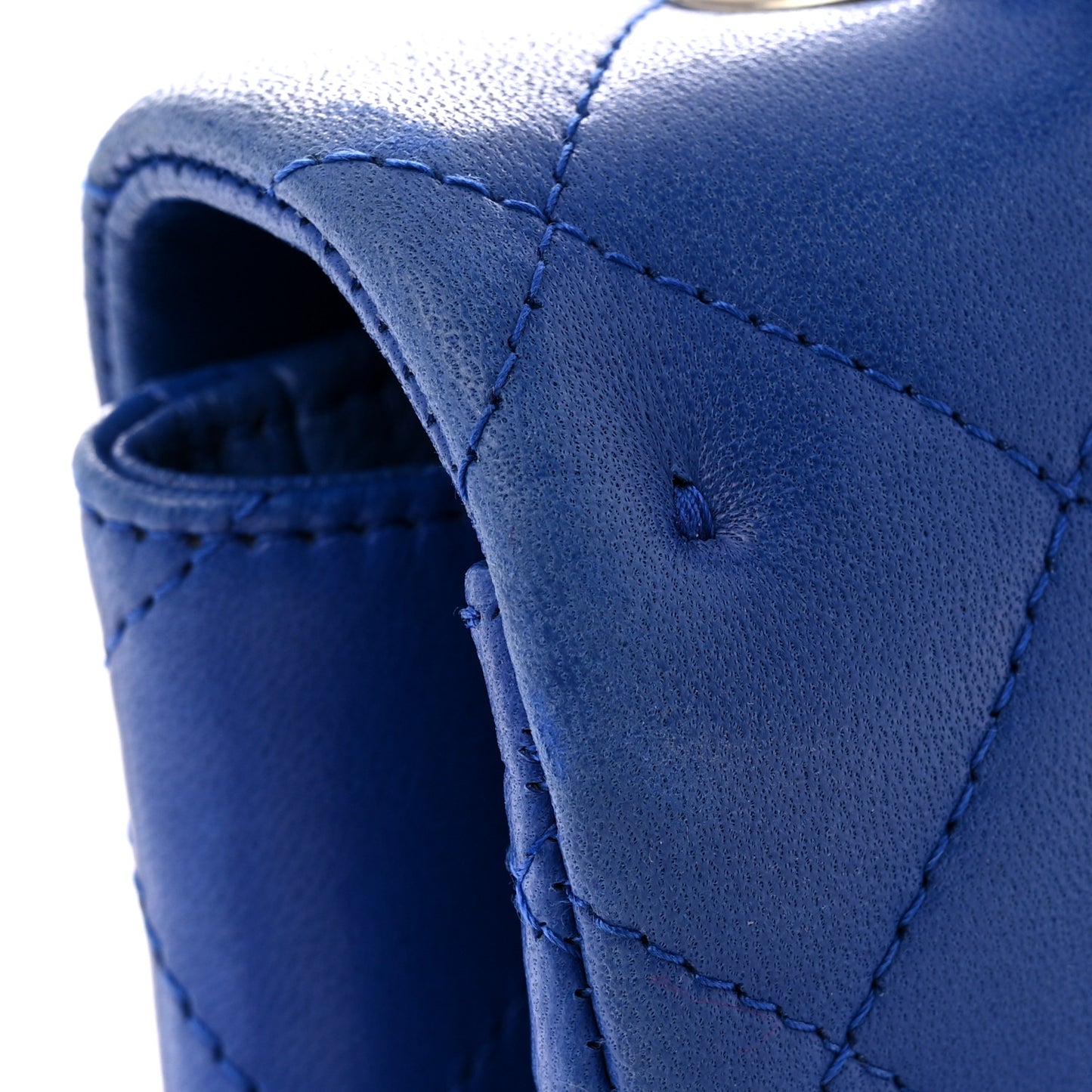 Lambskin Quilted Jumbo Single Flap Blue