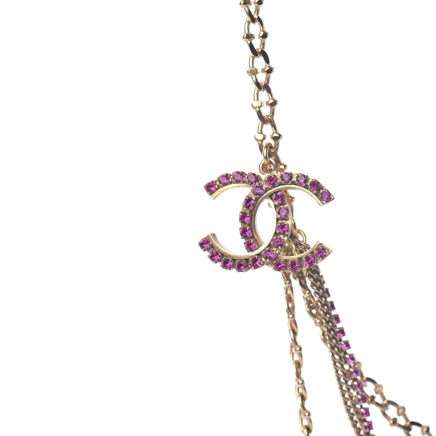 Chanel Crystal CC Multi Strand Necklace Gold 4 of 8