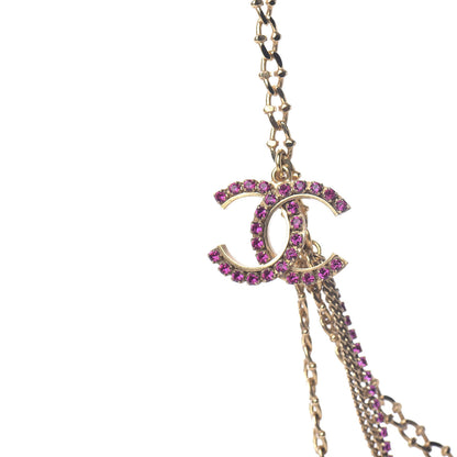 Chanel Crystal CC Multi Strand Necklace Gold 4 of 8