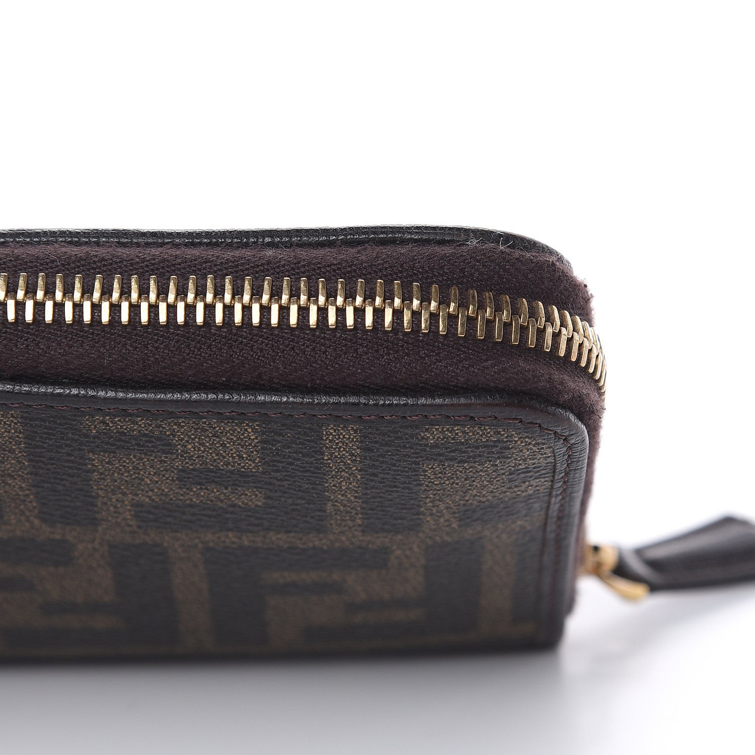 Fendi Zucca Spalmati Vitello Elite Zip Around Wallet Tobacco Ebano 7 of 9