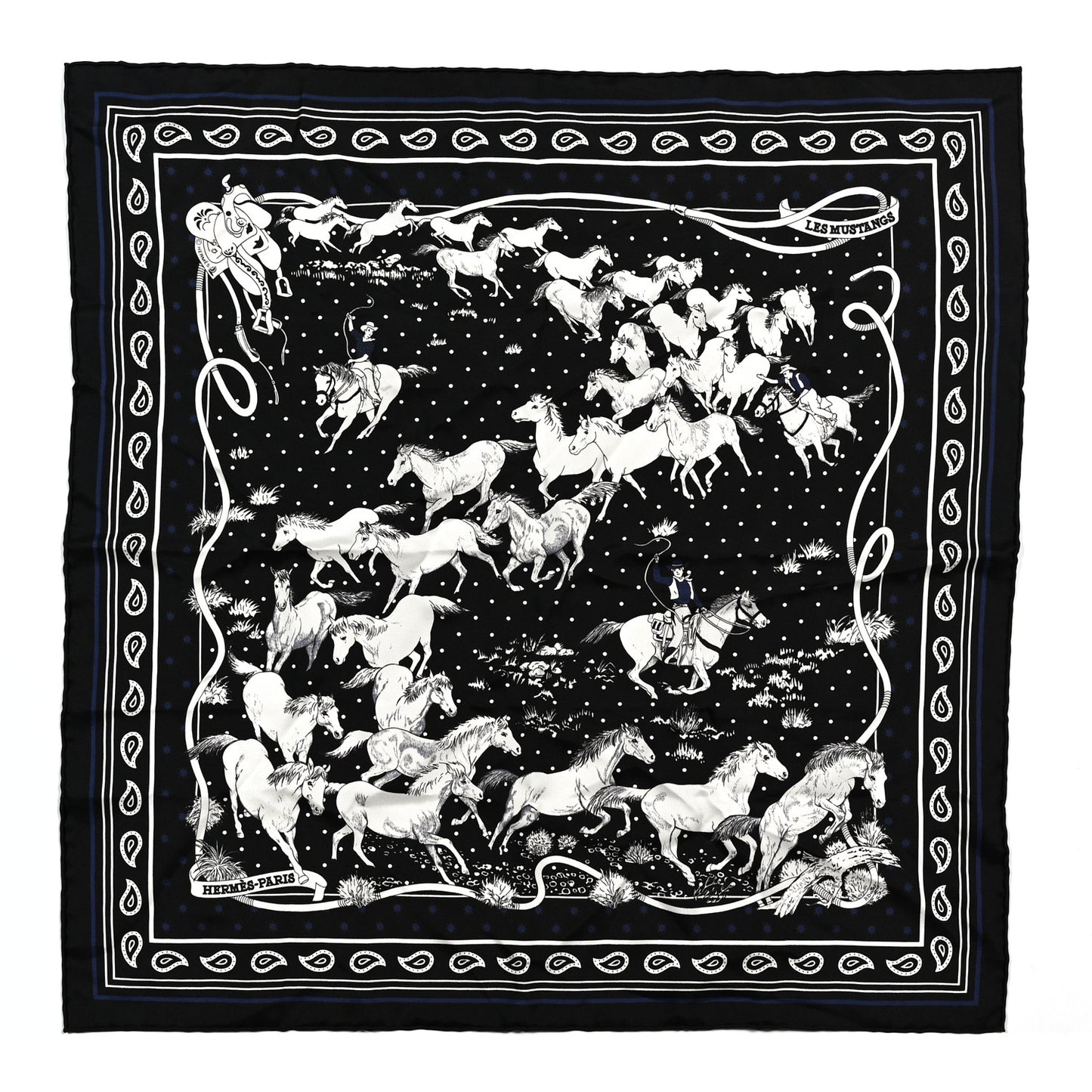 Silk Les Mustangs Bandana 55 Marine Black White