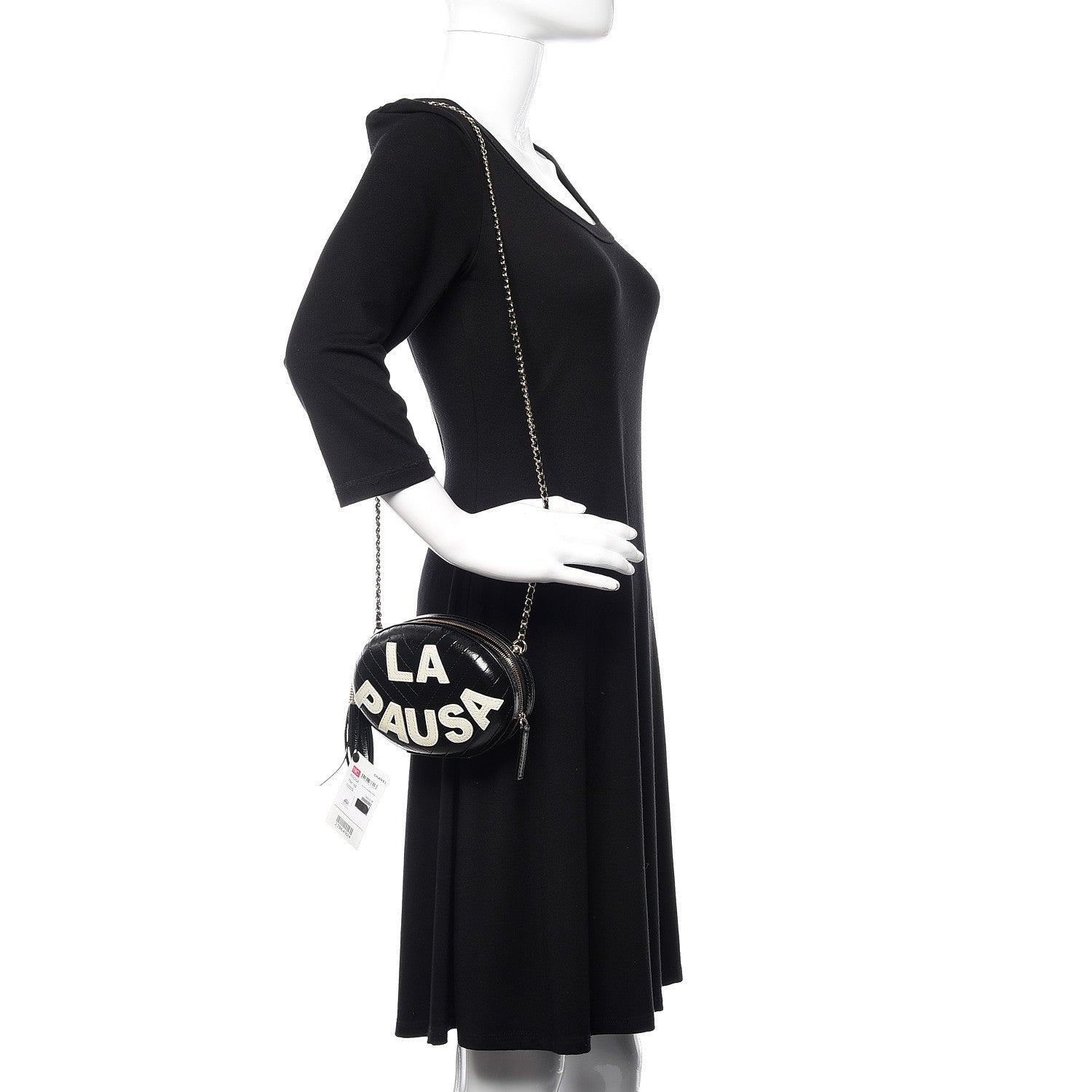 Chanel Lambskin Embroidered Chevron Quilted La Pausa Tassel Clutch Black 2 of 9