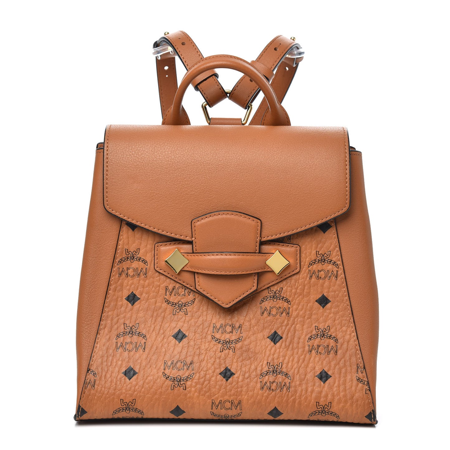 Calfskin Essential Visetos Small Backpack Cognac