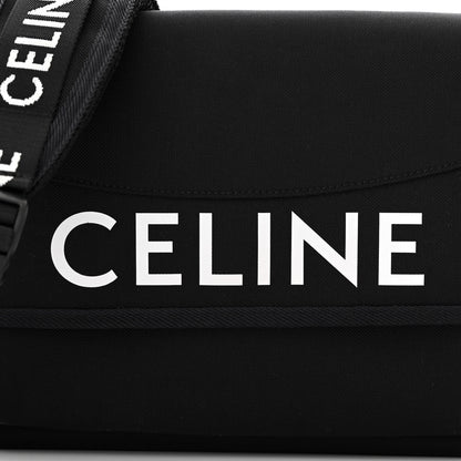 Celine Cotton Gabardine Logo Print Messenger Bag Black 8 of 10