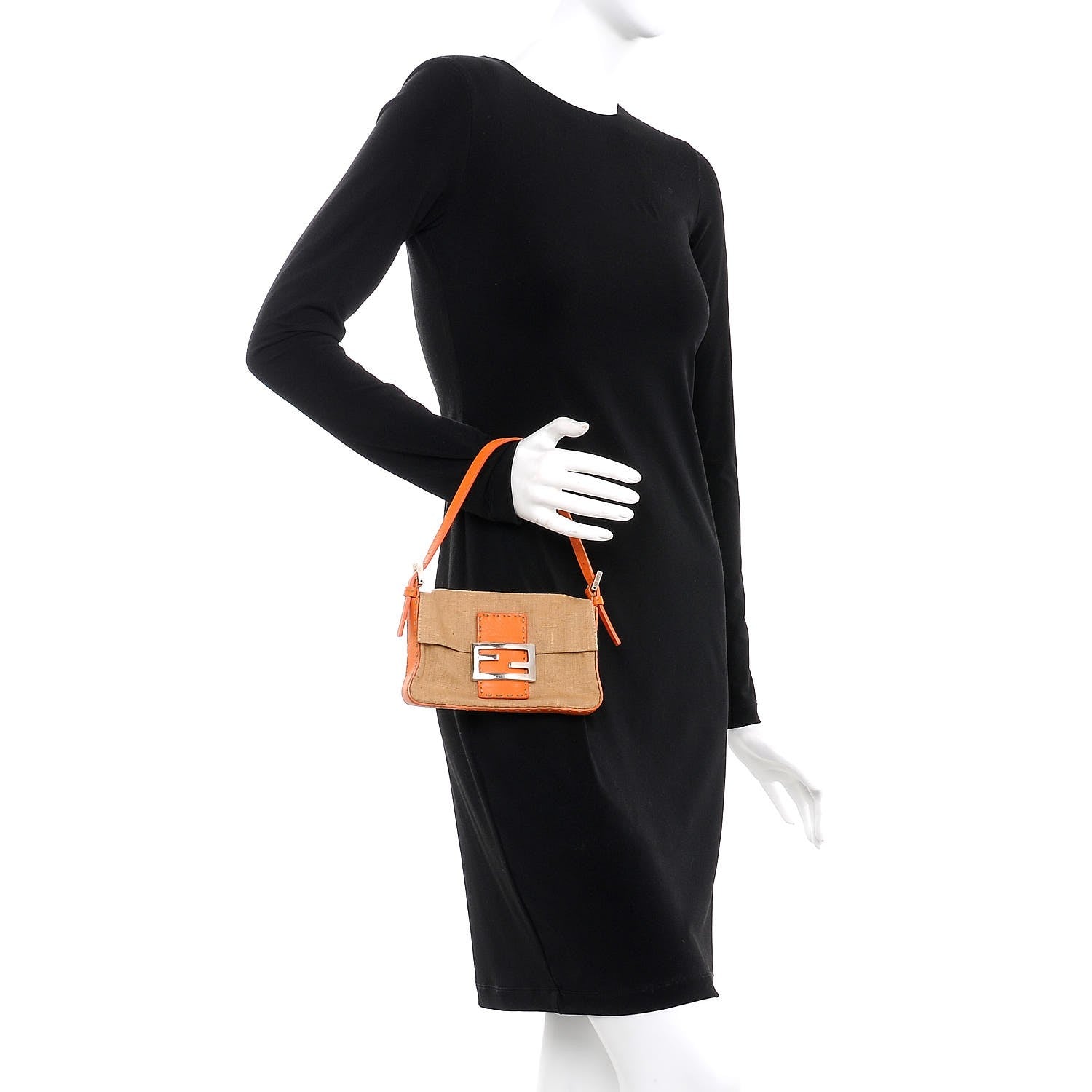 Fendi Canvas Selleria Baguette Orange 2 of 7