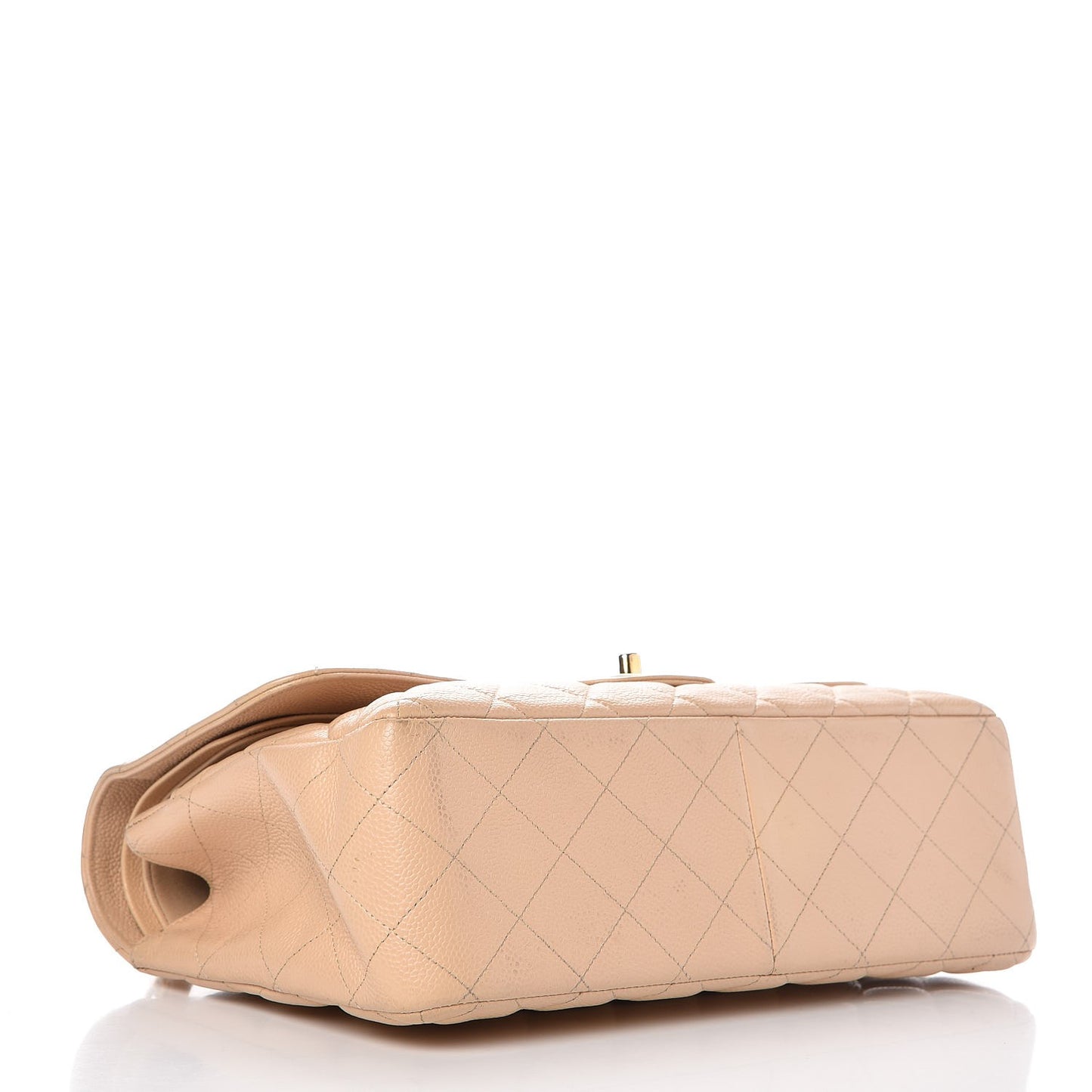 Caviar Quilted Jumbo Double Flap Beige Clair