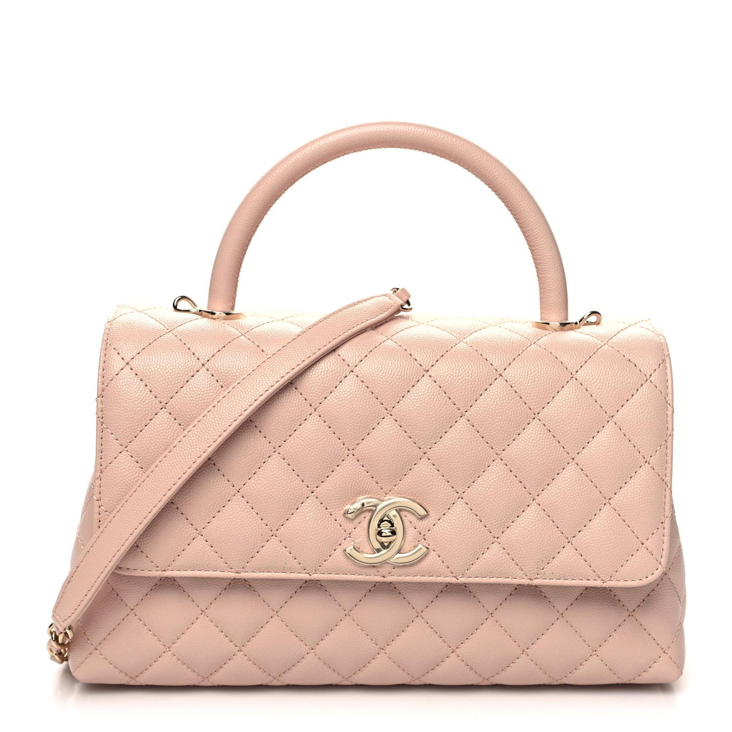 Caviar Quilted Small Coco Handle Flap Light Pink