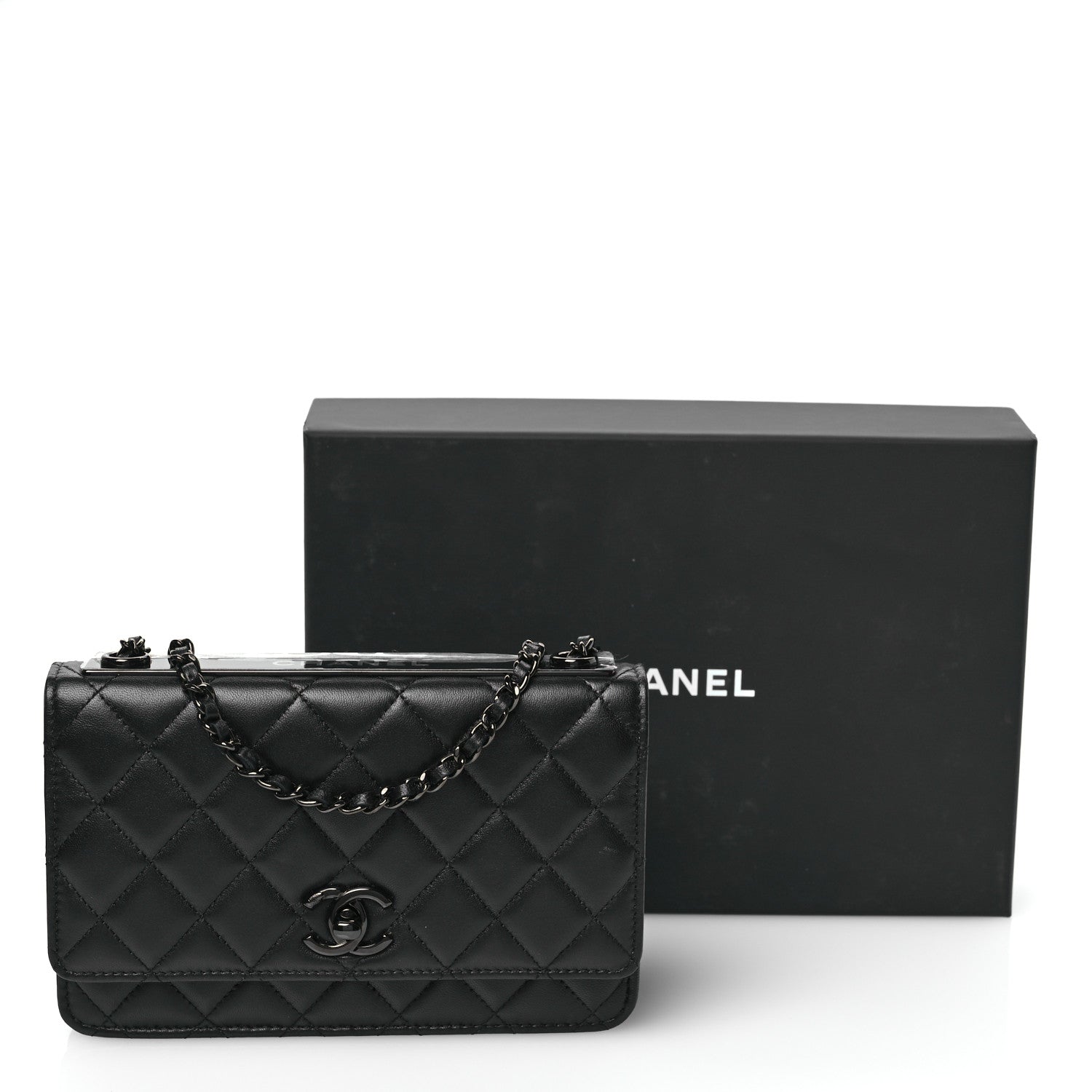 Chanel Lambskin Quilted Trendy CC Wallet On Chain WOC So Black 12 of 12